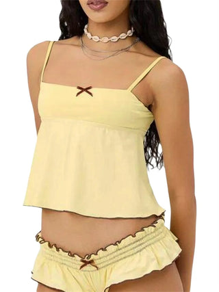 Chic Yellow Ruffle Pajama Set