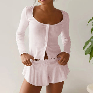 Round Neck Fairy Lace Pajama Set