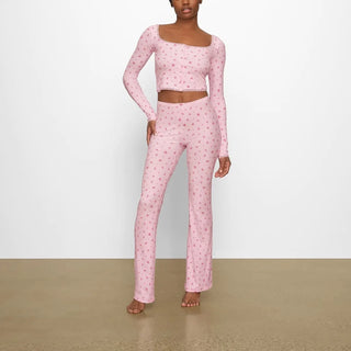 Pink Floral High Waisted Pants