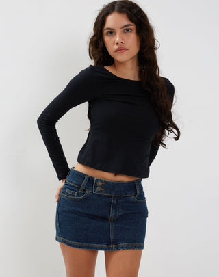 Ansita Long Sleeve Top in Black