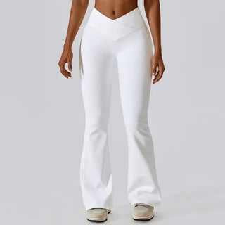 High-Waisted Flare Leggings - Swan White