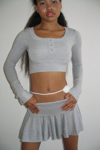 KIN® Knit Mini Skirt - Heather Grey