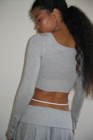 KIN® Knit Mini Crop Top - Heather Grey