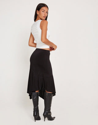 Cinta Low Rise Midi Skirt in Black