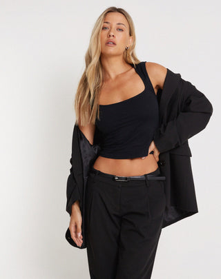 Jinsu Crop Top in Lycra Black