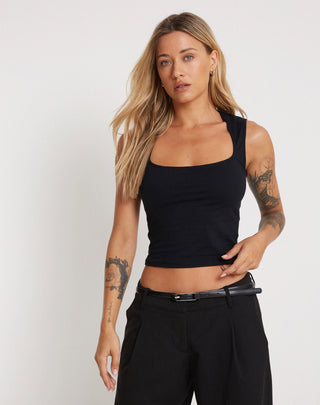 Jinsu Crop Top in Lycra Black