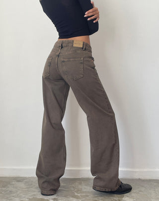 Low Rise Parallel Jeans in Dark Sand