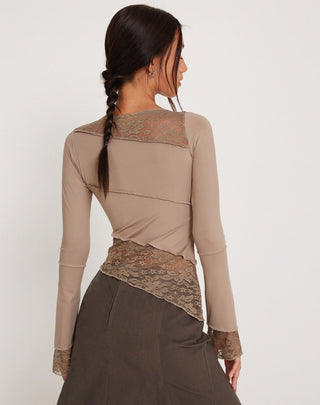 Lucca Long Sleeve Top in Lace Natural