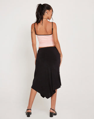 Talasi Crop Top in Pale Pink with Black Binding