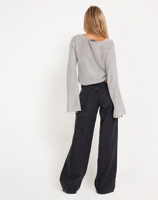 Roomy Extra Wide Low Rise Jeans in Washed Black